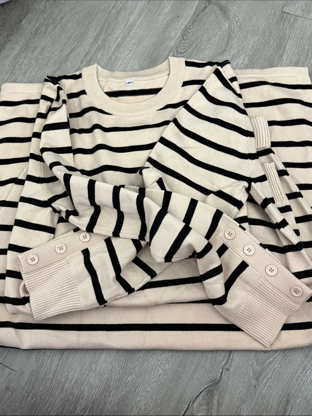 ANRABESS 2 Piece Skirt Set For Women, Size XL Beige/Black Stripe - Picture 11 of 11